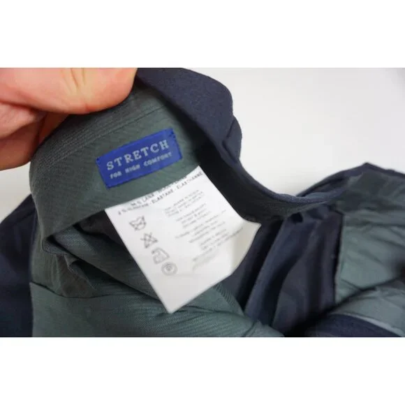 Incotex High Comfort Stretch Dark Blue Flannel Wool Blend Dress Pants 46 NEW